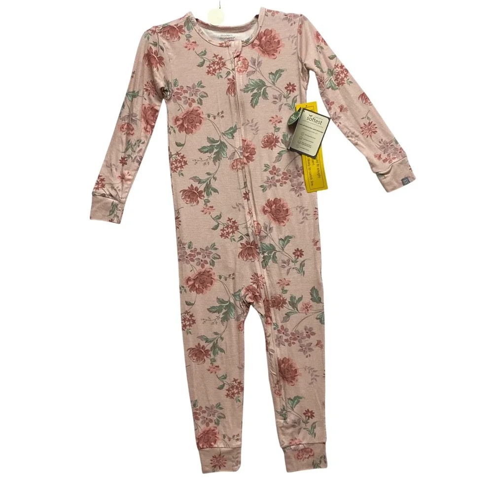 Modern Moments by Gerber Toddler‎ Girls Floral Union Suit Pajamas 2-Pack 4T NWT